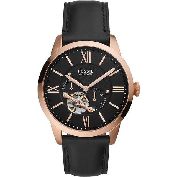 Reloj AutomáTico Retro Para Hombre Con Esfera Circular Negra Y Correa De Cuero, Reloj Casualme3170-image