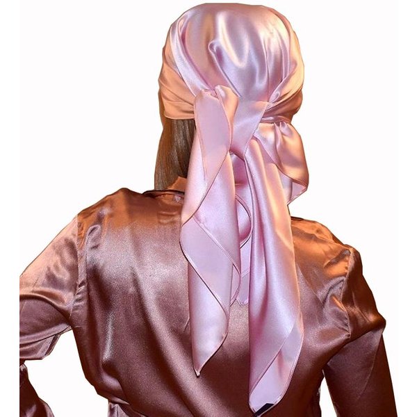 90*90Cm Jedwabne Szale Damskie Kwadratowe Satynowe Chusty HidżAb GłAdkie Chusteczki Szale Chusty Na GłOwę Opaska Na GłOwę Dla Kobiet Islamska Bandana One Size Brown-image