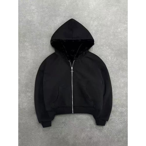 Damska Bluza Z Kapturem, Z DłUgim RęKawem, Zapinana Na Zamek, LuźNy KróJ, Streetwear, Odwracana, Z Nadrukiem Pantery, Z Kieszenią, Bluza Z Kapturem, Top 2XL Gray-image