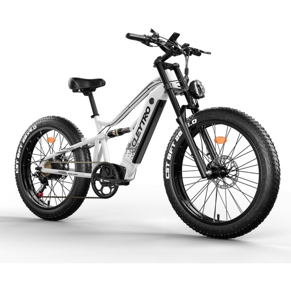 Bicicleta EléCtrica De Doble SuspensióN Cleytro ES7, BateríA De 48V 18AH, Cambios Shimano De 7 Velocidades, Frenos De Disco HidráUlicos Blanco-image