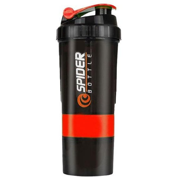 3-Warstwowy Shaker Butelka Na BiałKo Proszek Shake Cup Butelka Na Wodę Plastikowy Kubek Do Mieszania Kulturystyka Butelka Do ćWiczeń 501-600Ml Czerwony-image
