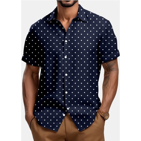 Camisa Hawaiana Para Hombres, Camisas De Bolos Vintage Con Botones, Camisa De Playa De Verano De Manga Corta L Azul Oscuro-image