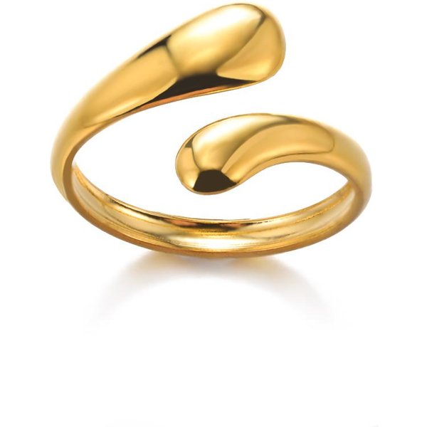 Anillos Abiertos GeoméTricos De Acero Inoxidable Para Mujer Minimalistas Color Oro Apertura Ajustable Anillo De Boda JoyeríA Femenina Anillos Resizable Beige-image