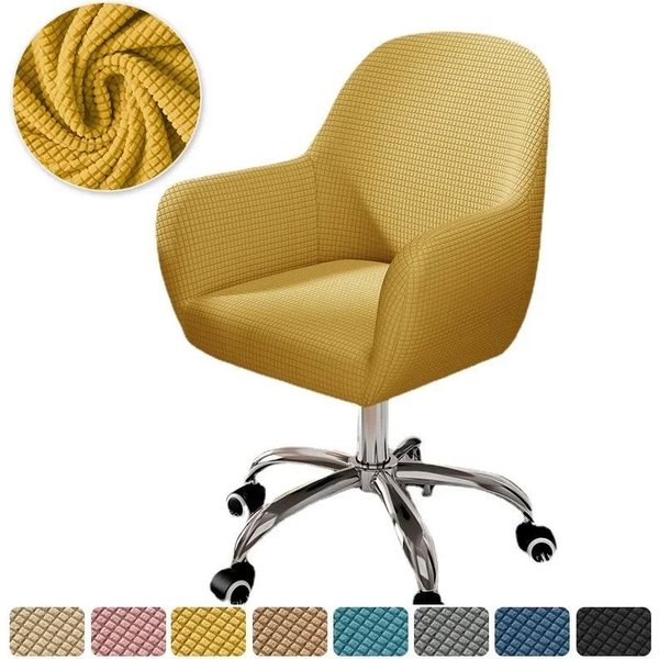 Funda Giratoria Para Silla Comedor Spandex Fundas Para SillóN Alto Inclinado Silla De Oficina Funda Deslizante CafeteríA Maquillaje Color SóLido EláStica-image