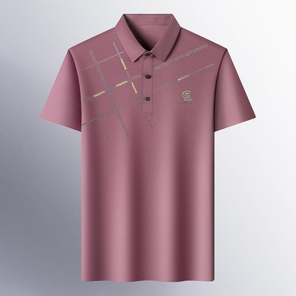 Nueva Camiseta De Manga Corta Con Solapa Para Hombre De Mediana Edad, Camiseta Informal De Negocios De Media Manga Para Hombre, Camiseta Holgada Y Delgada De Verano 3XL Gray-image