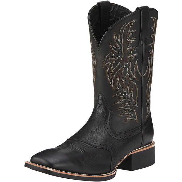 Moda MęSkie Kowbojki Westernowe Modne Buty Haftowane Kwadratowy Nosek Do PołOwy ŁYdki MęSkie Buty Nowe Wsuwane MęSkie Buty JeźDzieckie Zapatos Hombre 48 Czarny-image