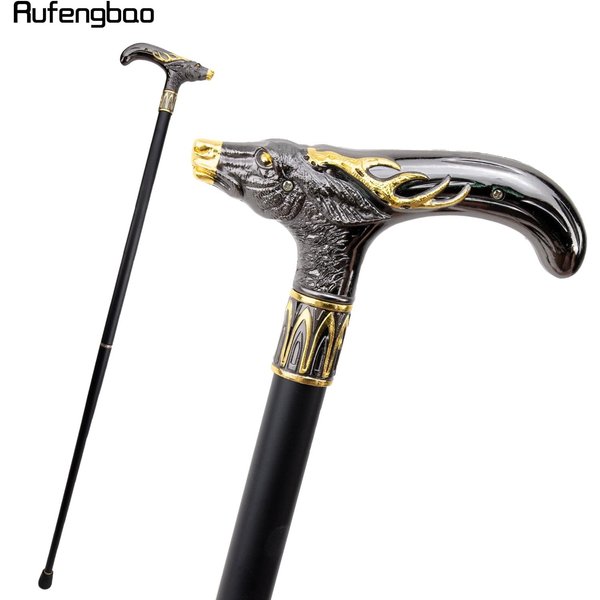 ZłOty Czarny Sika GłOwa Jelenia Laska Moda Dekoracyjna Laska Gentleman Elegancki Cosplay Laska GałKa Crosier 93Cm Czarny-image