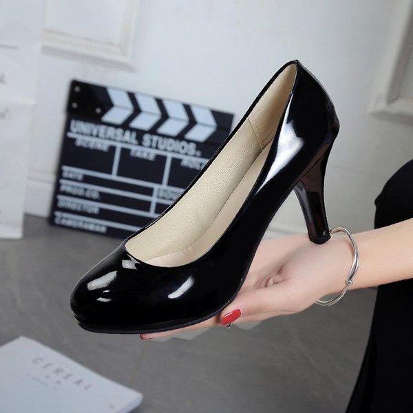 Zapatos De Vestir Formal CóModos Para Mujer TacóN Fino Puntera Redonda Zapatos Individuales Profesionales TacóN Alto Negro Zapatos De Trabajo 40-image