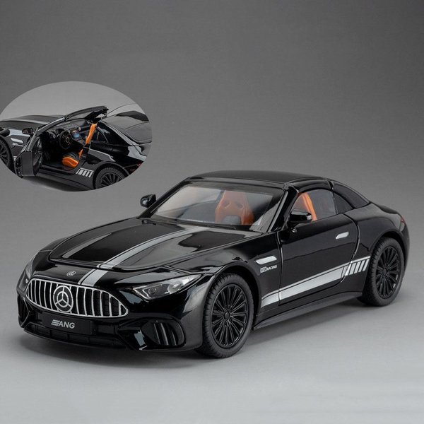 1:22 Gt3 Sl63 Sportowy SamochóD Metalowe Odlewane Modele Zabawki DźWięK ŚWiatłO Pull Back Otwierane Drzwi Kierowanie Przednim KołEm Pojazdy Prezenty ŚWiąTeczne-image