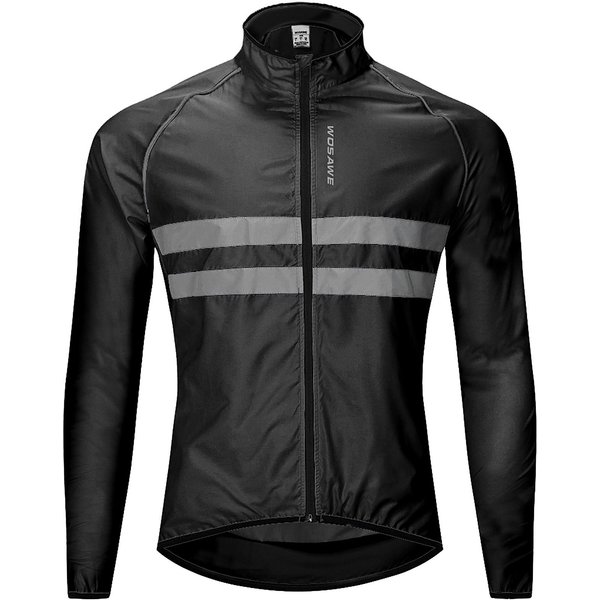 Chaqueta Reflectante De Manga Larga Para Ciclismo, Resistente Al Agua, Resistente Al Viento, Para Deportes Al Aire Libre M Negro-image