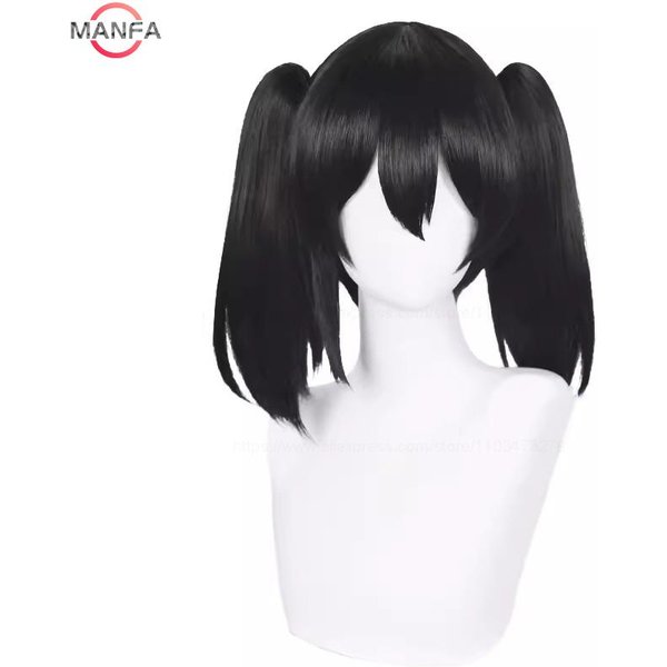Peluca Cosplay De Alta Calidad Nico Yazawa 40Cm Largo Coletas Pelo Negro Pelucas SintéTicas Resistentes Al Calor + Gorro De Peluca Black-image