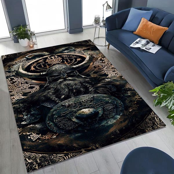 Nordycki Wiking Valknut Runy Dywanik PodłOgowy AntypośLizgowy Do Salonu Sypialni Sofy WystróJ Domu 70X100Cm-image