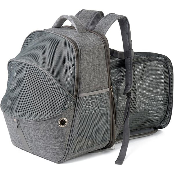 Mochila Transportadora Expandible Para Mascotas, Bolsa De Transporte De Malla Transpirable Para Gatos Y Perros, PortáTil Y Plegable Gris-image