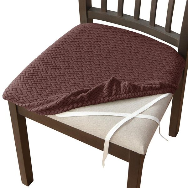 4 Piezas/Juego Fundas EláSticas Para Asiento De Silla De Comedor Jacquard EláSticas Acolchadas Funda Protectora Antisucias ExtraíBle 4 Pieces Chair Cover Black-image