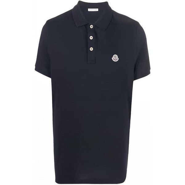 Moncler SS22 Camisa Polo De Color SóLido De Corte Recto Para Hombre Tops Azul 8A000098455677X S Black-image