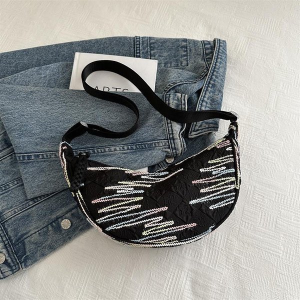 Bolso Tipo Dumpling Coreano Ins JaponéS Para Mujer En Verano Bolso Cruzado VersáTil Para TeléFono MóVil Para Mujer En NiñA Del Bosque Bolso De Hombro Black-image