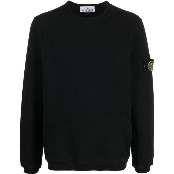 Sudadera De Punto Con Cuello Redondo Y Parche De Logo Liso Stone Island Para Hombre, Sudadera, Negra, 771561351-V0029 L Black-image
