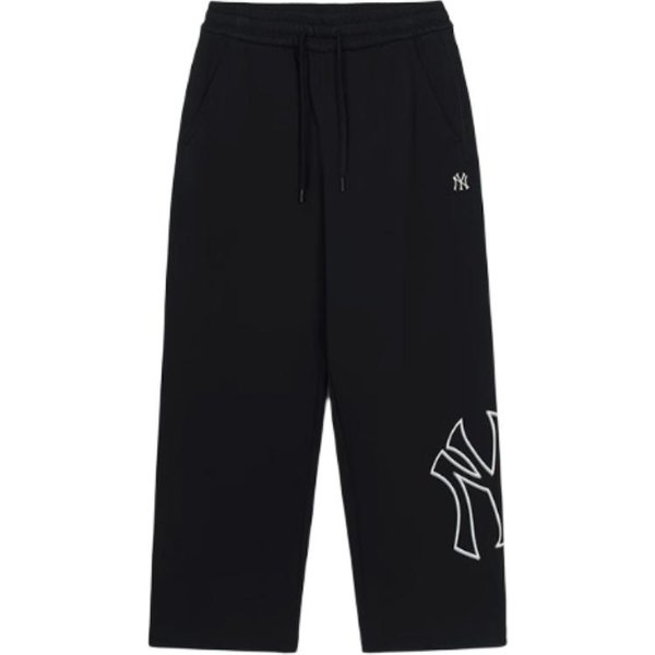 Pantalones BáSicos Mega Logo New York Yankees Pierna Ancha Holgada Tiro Medio Estampado De Logo Pantalones Casuales Pantalones Unisex Negro 3APTB0344-50BKS XXL Black-image