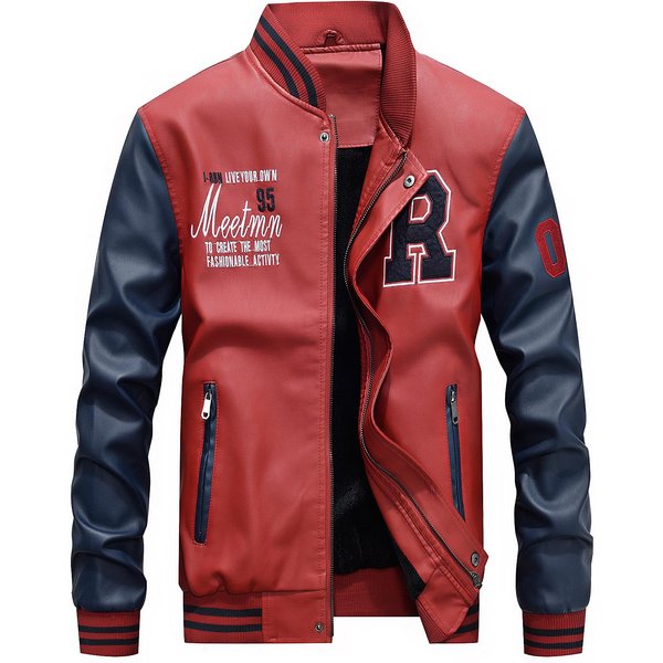 Chaqueta De Cuero, Uniforme De BéIsbol, Chaqueta De Cuero Lavada De PU Bordada De Moda Para Hombre, Nueva Xxxxl Brown-image