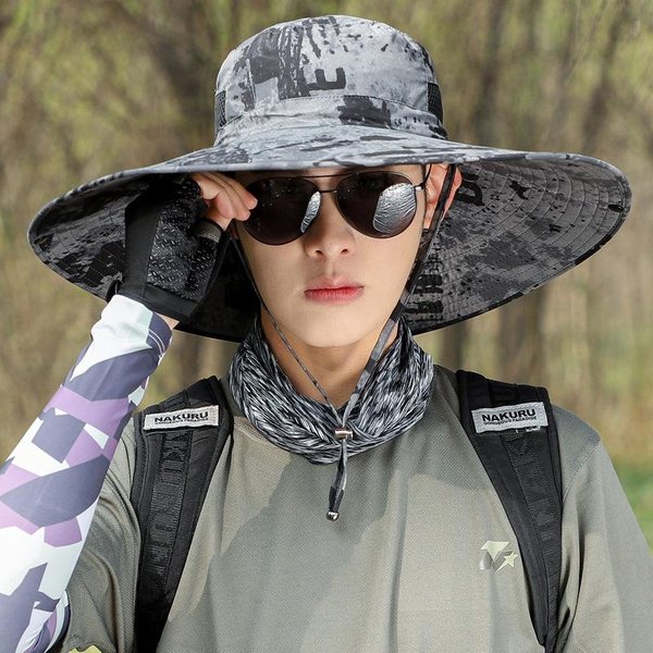 DużY Rozmiar 60-65 Cm Kapelusz Bucket hat MęSki Letni Regulowany Plus Size Ochrona Przeciw SłOńCu Daszek Outdoor Turystyka DużE Rondo Kapelusz Rybacki 60-65CM-image