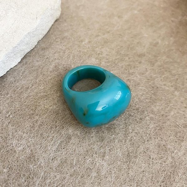 Resina De Dopamina Mancha Anillo Simple De Moda Verano Fresco Y Dulce Anillo Para El Dedo íNdice Sentido De DiseñO Anillo Nicho Mujer Blue-image