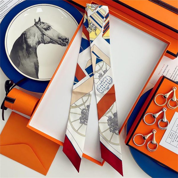 Jedwabna Wysokiej JakośCi Luksusowa Chusta Opaska Na GłOwę Opaska Do WłOsóW Foulard WstążKa Krawatka Zawiastka Cienkie Szaliki Akcesoria 5X85Cm Gray-image