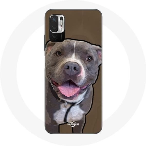 Funda Para Xiaomi Redmi Note 10T 5G Perro Pitbull Blanco Gris-image