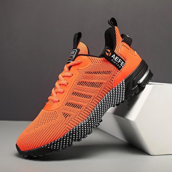 Modne MęSkie Buty Lekkie Sneakersy Outdoorowe Casualowe Buty Do Chodzenia OddychająCe Sportowe Sneakersy Wygodne Sznurowane Buty Treningowe 47 PomarańCzowy-image