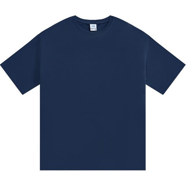 Camiseta De Manga Corta Para Hombre, Peso Pesado 270G, Sencilla, De AlgodóN Puro, Top Casual Para El Verano XXL Blue-image