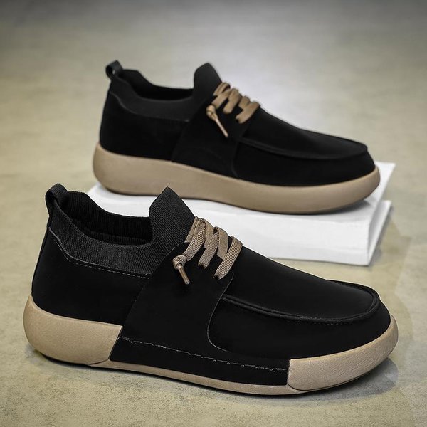 Zapatos Casuales De Cuero Para Hombre Nuevos Con Cordones Suela Gruesa Zapatillas Casuales VersáTiles Zapatos Muffin De Cuero Calzado Elevado Para Hombre 44-image