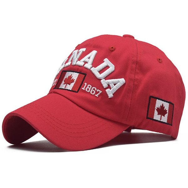 Kanada Haftowana Czapka Baseballowa Z Wzorem LiśCia Klonowego, Wszechstronny Styl Dla MężCzyzn I Kobiet, Ochrona PrzeciwsłOneczna Na Podróż Adjustable Red-image