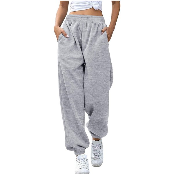 Damskie Spodnie Dresowe Jednolity Kolor Elastyczny Pas Spodnie Typu Jogger Wiosna Jesień Casual Sportowa Odzież Treningowa Spodnie Jogger M-image
