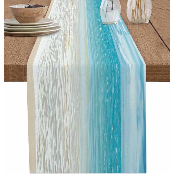 Verano OcéAno Playa Agua De Mar Lino Caminos De Mesa Bufanda Para Tocador DecoracióN De Mesa Cocina RúStica Camino De Mesa Para Comedor DecoracióN De Fiesta 150X33Cm-image