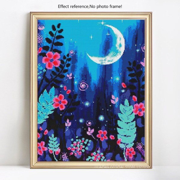 Pintura De Diamantes 5D Paisaje Nocturno Diamante Redondo Completo Mosaico Bordado 20X30-image