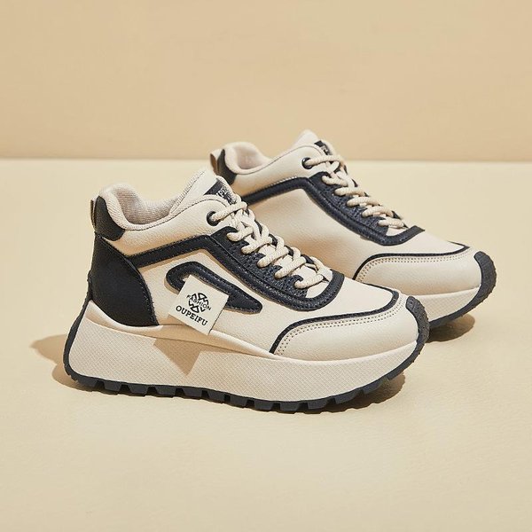 Nuevas Zapatillas De Papá Para Mujer Primavera Estudiante Running Deportes Suela Gruesa Aumenta Altura Zapatillas Casuales 40 Black-image