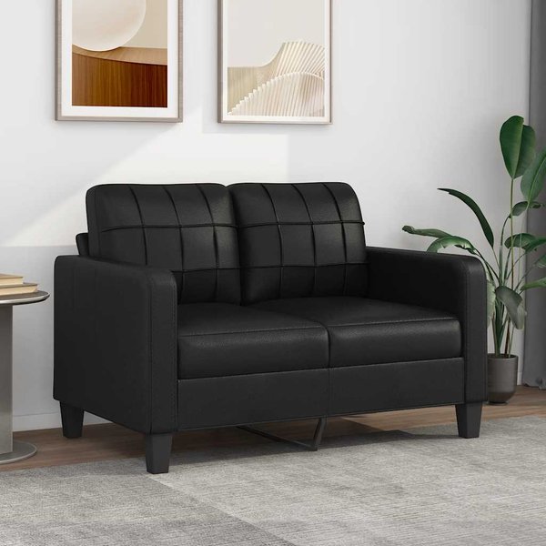 Vidaxl Sofá De 2 Plazas, Negro, 120 Cm, Cuero Artificial-image