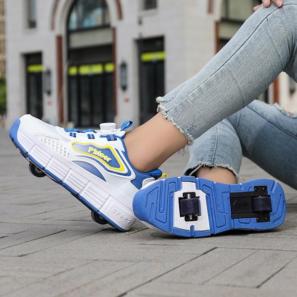 Zapatos De Escape Para NiñOs NiñOs Y NiñAs Zapatos Burst Zapatos Voladores De Doble Rueda Zapatos Con Ruedas Patines De Ruedas Para NiñAs Nuevo 38 Gray-image