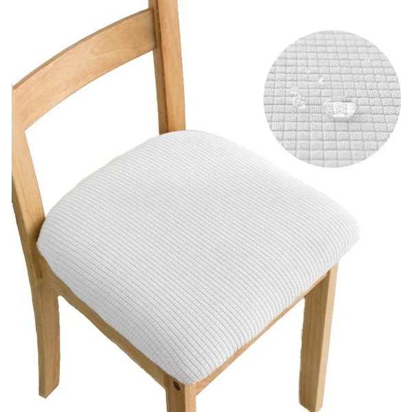 Fundas Jacquard Para Silla Comedor EláSticas Protector De Silla Asiento Fundas Desmontables Color SóLido Cubierta De CojíN Tapizado 4 PCS-image