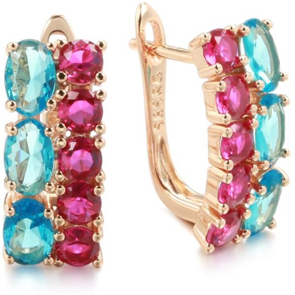 Kienl Pendiente Colgante Cuadrado De ZircóN Natural Azul Rojo Mezclado DiseñO De Lujo Para Mujer Color Oro Rosa Mejor Regalo JoyeríA Vintage-image