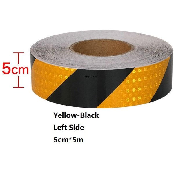 5Cm/10Cm/15Cm/20Cm*5M TaśMa Odblaskowa ŻółTo-Czarna Lewa Lub Prawa JodełKa Wodoodporna Ostrzegawcza Samoprzylepna Naklejka OdbijająCa ŚWiatłO Gray-image