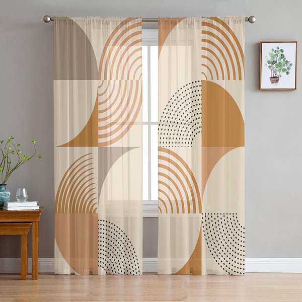 Cortinas Voile Transparentes Abstractas Minimalistas GeoméTricas Para Ventana De SalóN Cortina De Tul De Gasa Cocina Dormitorio Cortinas DecoracióN Del Hogar 135W X 160H(Cm)-image