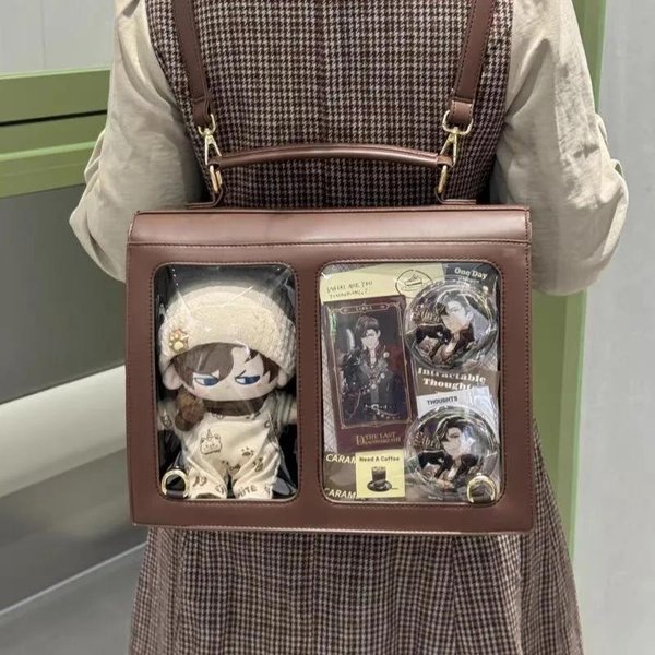 JapońSka Przezroczysta Torba Ita DużA Pojemność Niszowa Torba Na Ramię Crossbody Modny Plecak Dla Ucznia BrąZowy-image