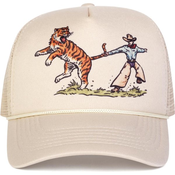 Unisex Czapki Z Siatki Baseballowe Z Haftem Tygrysa, Wiosenno-Letnie, Outdoorowe, Regulowane, Codzienne, Czapki PrzeciwsłOneczne, Czapki Sportowe White-image