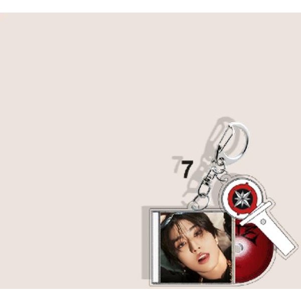1 Szt. Breloczek 3 W 1 W Stylu PłYty CD Stray Kids - Mini Design Albumu Winylowego Ze ZdjęCiem I PałEczką śWietlną Kpopowy Zawieszka Do Torby Prezent Dla Stay HAN Gray-image