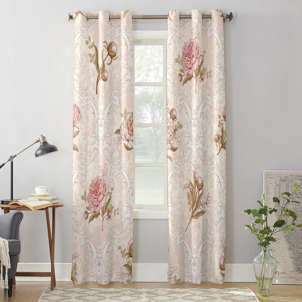 LiśCie KwiatóW Dalii Retro ZasłOna Okienna Salon Luksusowa ZasłOna Lambrekinowa Do Sypialni WystróJ Kuchni Domowej ZasłOna 135W X 60H(Cm) X1 Beige-image