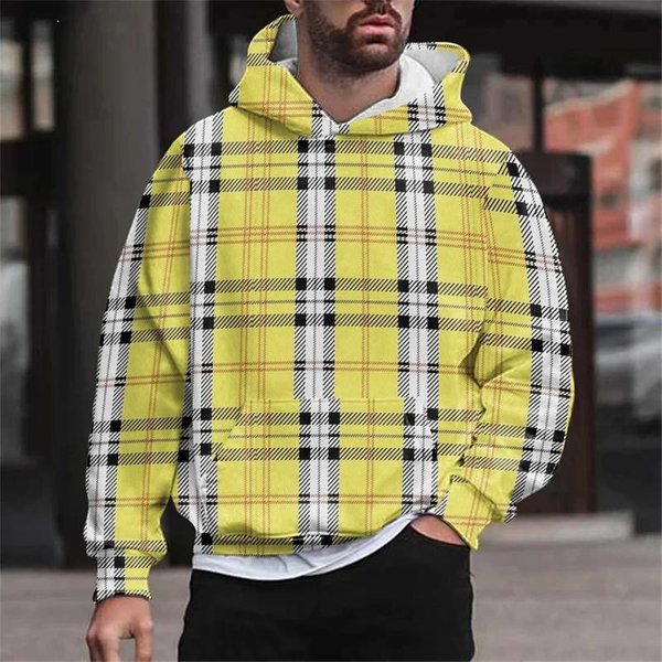 Sudaderas Con Capucha Estampado 3D A Cuadros Color Moda Hombre Sudaderas Con Capucha Oversize Sudaderas Harajuku CháNdales JerséIs Tops Abrigo Ropa De Hombre M Gray-image