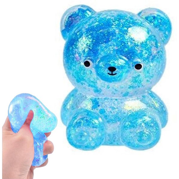 Zabawka Fidget Bear Squishys Miś ŻElkowy Z Brokatem Needoh Kostka Squishy Z Brokatem Zabawka Do ŚCiskania Anty-Stresowa Splat Zabawka Do OdprężEnia Vent Zabawka Do ŚCiskania Niebieski-image