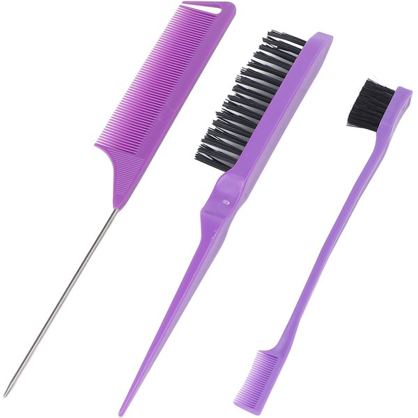 Set De 3 Peines Para BarberíA Peine De Cola De Rata Pinceles Para TeñIr El Cabello Set De Peines Para Peinar El Cabello Morado Purple-image
