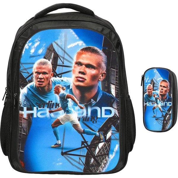 Mochila De Doble Capa Haaland Estrella Del FúTbol Set De 2 Piezas Mochila, Bolsas Para LáPices Deportivas Bolsas Escolares Mochila Escolar Para NiñOs Rucksack-image