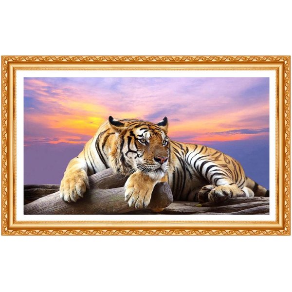 Pintura De Diamantes DIY 5D Tigre Cristal Punto De Cruz Tigre Rey Del Bosque Bordado DecoracióN Del Hogar 20X30CM-image
